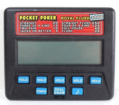 Radica Electrónico Portátil Pocket Poker Royal Flush 3000 Juego De Colección Probado Funciona Foto 1 de 3