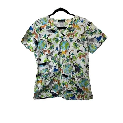 Blusa Médica Cherokee Save The Earth Its the Only One Animal Novedad Enfermera Mujer M Foto 1 de 4