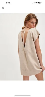 Mini Vestido Free People Sawyer Imitación Cuero en Avena Leche Marfil Mediano M Nuevo con Etiquetas $148 Foto 1 de 4