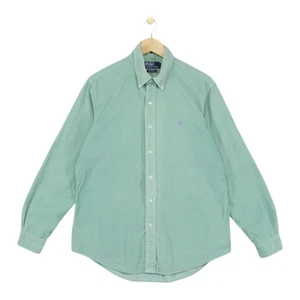 Vintage Ralph Lauren Corduroy Shirt Mens Size L Green Custom Fit Cotton - Picture 1 of 15