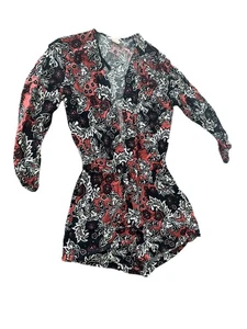 H&M Shorts Jumpsuit Playsuit Size 8 Womens EU36 Black & Brown Floral No Stretch - Picture 1 of 9