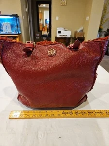 Borsa a secchiello a tracolla Tory Burch Sherpa rossa autentica - Foto 1 di 15