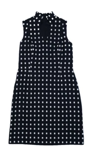 Akris Punto Womens Black White Square Sleeveless Collared V-Neck A-Line Dress 8 - Picture 1 of 10