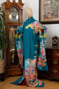 DEAR VANILLA JAPANESE SILK KAKESHITA WEDDING KIMONO WOMEN'S JAPAN MADE VINTAGE - Picture 1 of 10