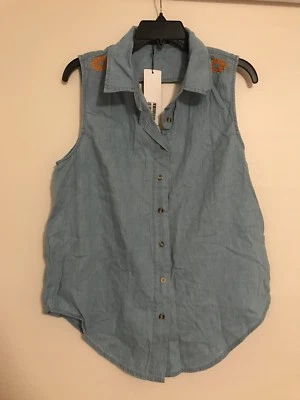 Nuevo Top de mezclilla bordado Allegra K, talla M Foto 1 de 4