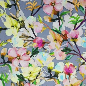 Handmade Decorative Table Runner Grey Floral Print Flowers Print 116cm x 34cm - Picture 1 of 9