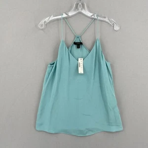 NWT J.Crew 100% Silk Cami Tank Top Womens Size 4 Blue V Neck Flowy Satin - Picture 1 of 9