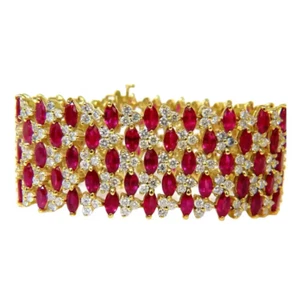 Broad Sterling Silver Ruby Bracelet - Picture 1 of 4