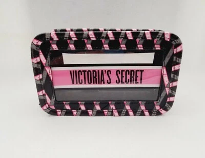 Victoria's Secret Diamante Logo Transparente Cremallera Belleza Maquillaje Cubo Estuche Bolso Foto 1 de 4