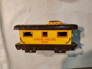 Vintage Marx Tinplate Union Pacific 3824 Caboose Train Car yellow no wheels