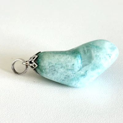 Colgante artesanal enchapado en plata cristal piedras preciosas amazonita azul natural Foto 1 de 4