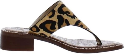Sandalia Sam Edelman Jaynee Correa Tanga Puntera Marrón Tacón Bajo Animal Leo Guepardo 8 Foto 1 de 4