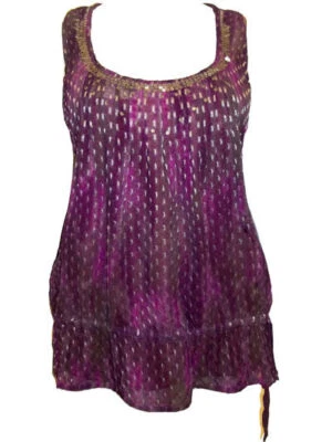 Ladies Debenhams Purple Lorex Jacquard Chiffon Tunic Blouse Top UK Size 8 - Image 1 of 2