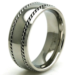 Stainless Steel Classic Dual Chain Mens Biker Ring 8MM | FREE ENGRAVING - Picture 1 of 2