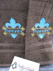 Monogramm Fleur Split Personalisierte Geschirr Küchentücher - Bild 1 von 4