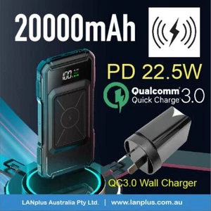 20000mAh QC3.0 PD22.5W fast charging Type-C wireless for QC3.0 wall charger - Picture 1 of 10