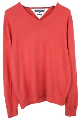 Pullover Tommy Hilfiger de lino y algodón para hombre mezcla XL cuello en V logotipo rojo Foto 1 de 4