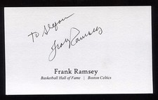 Frank Ramsey Signed 3x5 Index Card Signature Autograph Basketball Hall of Fame