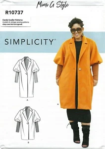 Simplicity R10737 Single Breasted Coat Jacket w Puff Sleeve Sz 16-24 UNCUT S9186 - Picture 1 of 4