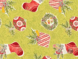 LOVE SANTA, Cori Dantini Christmas, Gifts Stockings, 100% Cotton Fabric, BTY - Picture 1 of 2