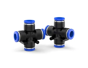 Pneumatic Push In Fitting Air Water Pipe - X Cross 4 Way Connector 4-6-8-10-12mm - Bild 1 von 6