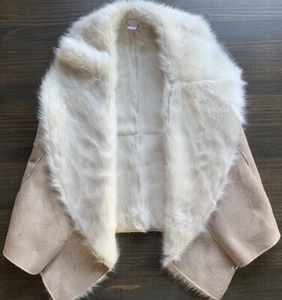 Design History Faux Fur Suede Vest Women’s Medium With Pockets Tan Cream NWOT - Picture 1 of 9