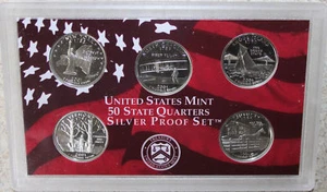 2001 S QUARTER Proof SILVER State Set 5 Coins No Box 25 Cents Made In America - Picture 1 of 2