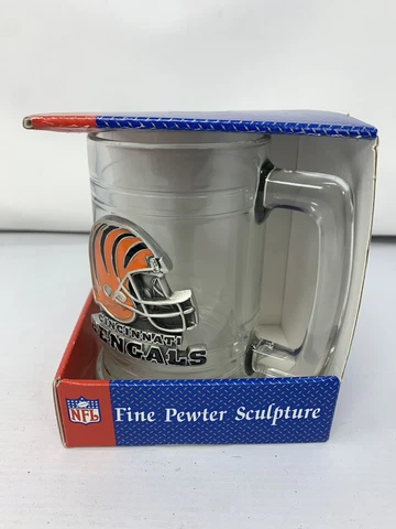 NFL Cincinnati Bengals Glass Beer Mug Stein Fine Pewter Sculpture BRAND NEW VTG Cover