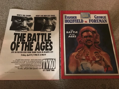 Vintage EVANDER HOLYFIELD vs GEORGE FOREMAN Poster Print Ad 1991 BOXING RARE Cover