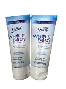 LOT OF 2 Secret Women's Whole Body Aluminum Free Deodorant Clear Cream 3.0oz - Picture 1 of 1