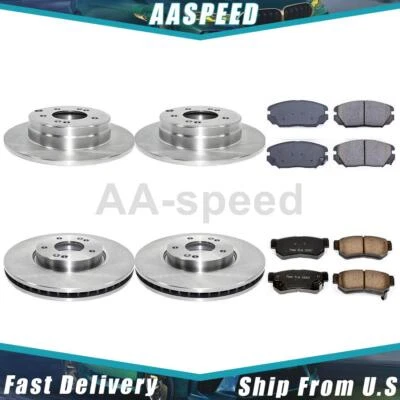 Kit Pastillas Freno y Rotores Delanteros Traseros Para Hyundai Sonata 3.3L 2008 2007 2006 Foto 1 de 4