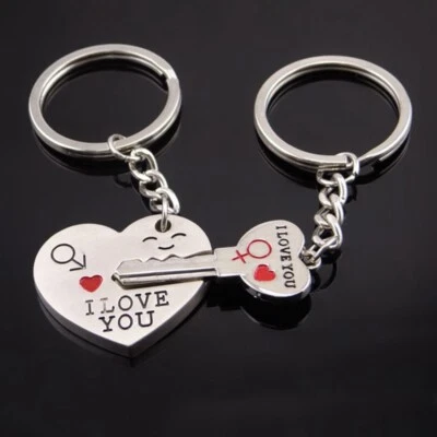 MARKENLOS PÄRCHEN SCHLÜSSELANHÄNGER SET FOREVER LIEBE I LOVE YOU PARTNER PAAR 2 STÜCK Z276