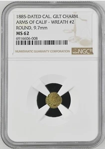 1885 California Fractional Gold Arms Of California Wreath #2 Type NGC MS-62 R.7! - Picture 1 of 2