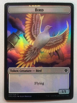 MTG Dominaria United Bird (002) // Merfolk Double-sided Token Foil NM/M - Image 1 of 2