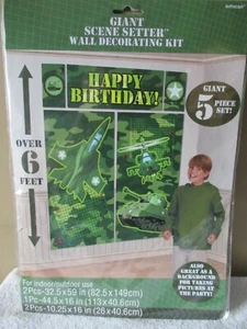 CAMOUFLAGE Military Scene Setter HAPPY BIRTHDAY party wall BACKDROP kit 6' - Picture 1 of 6