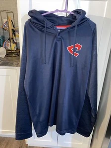 CLEVELAND INDIANS Hoodie Sweatshirt 2XL XXL TRUE FAN MLB Gear Blue 1970’s Logo - Picture 1 of 5