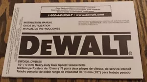 Dewalt DWD520 DWD525 Hammerdrill Instruction Manual - Picture 1 of 2