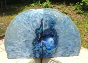 Achat Geode blaue Buchstützen - exzellente Farben und Muster / druzy Centers - 6 Pfund 14 Unzen - Bild 1 von 7