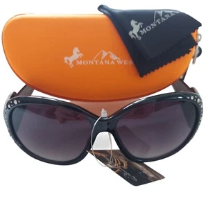Occhiali da sole donna Montana West teschio concho strass nero bling - Foto 1 di 10
