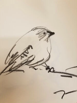 JOSE TRUJILLO - Dibujo Original Papel Carbón Dibujo 12" Pájaro Modernismo MODERNO Foto 1 de 4