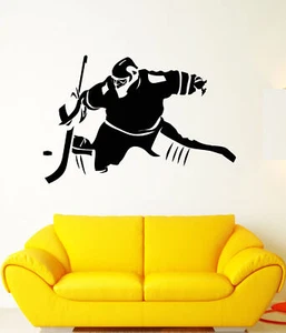 Vinyl Wall Decal Ice Hockey Winter Sports Puck Goalkeeper Stickers (2165ig) - Picture 1 of 3