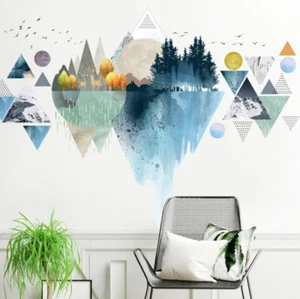 Wall Stickers Geometric Mountain Forest Removable Decor Kids Nursery DIY Gift - Picture 1 of 8