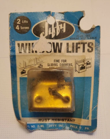 1965 vtg 2 Jiffy Brass Window drawer Lift Sash Pulls Cover