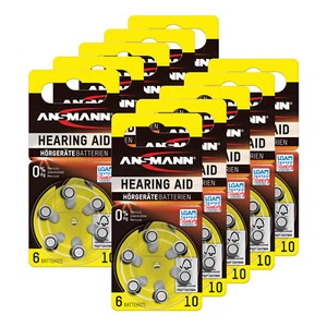 ANSMANN Hörgerätebatterien 10 gelb 60 Stück -  Typ 10 P10 ZL4 PR70 mit 1,4V - Bild 1 von 4
