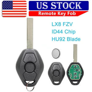 For BMW 3 5 6 7 E46 E38 E39 E53 E83 EWS 3 Button Remote Key Fob LX8FZV HU92 - Picture 1 of 7