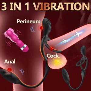 Remote Control Prostate Massager Anal Vibrator Penis Cock Ring Butt Plug Sex Toy - Picture 1 of 16