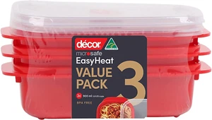 Decor Microsafe Oblong Storage Containe, Pack of 3 Pieces, 900Ml Capacity, Assor - Picture 1 of 6