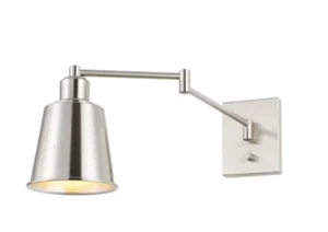 JONATHAN Y Lighting JYL7576 Cary 9" Tall LED Plug-In Wall Sconce - Nickel - Picture 1 of 6