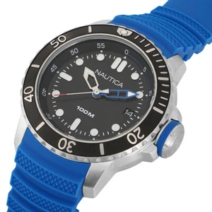NAUTICA NMS DIVE STYLE DATE Watch NAD18517G Men Quartz Blue Box Warranty Unused - Picture 1 of 5