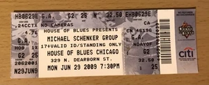 2009 MICHAEL SCHENKER GRUPPO HOUSE OF BLUES BIGLIETTO CONCERTO STUB UFO MSG - Foto 1 di 2